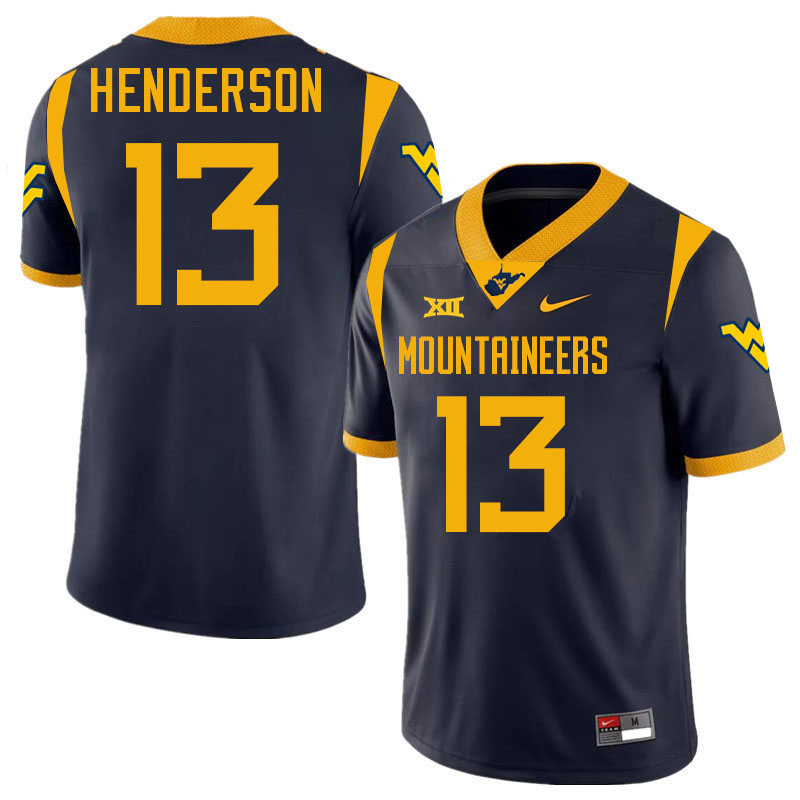 Jaylen Henderson WVU Jersey,West Virginia Mountaineers #13 Jaylen Henderson Jersey Youth College-Nav